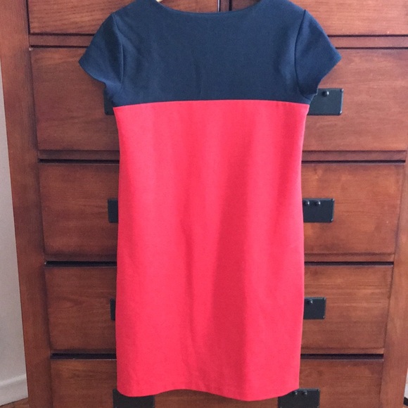 Ladies Red and Navy Tommy Hilfiger Color Block Heavy Blend Dress, Size Medium - Picture 3 of 9